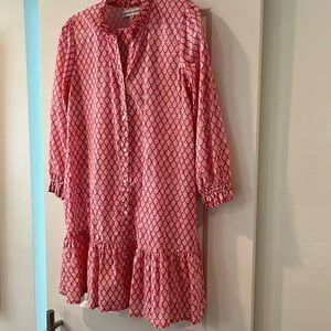 Darling block printed cotton dress. Small batch, handmade. Perfect for Fall!